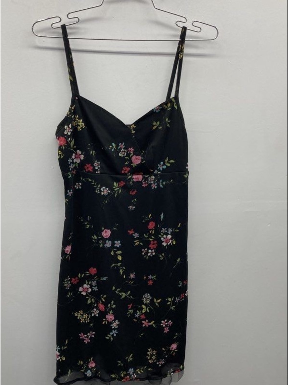 My Michelle Women's Black Floral Print Spaghetti Strap Y2K Dress